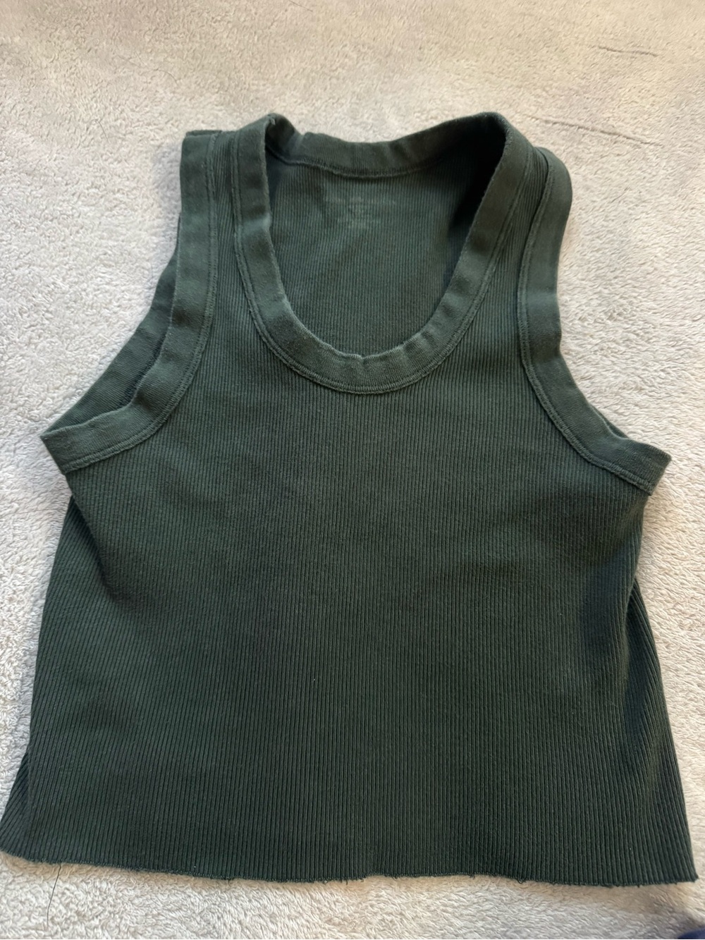 Brandy Melville Dark Forest Green Ribbed Cropped Tank Top - One Size